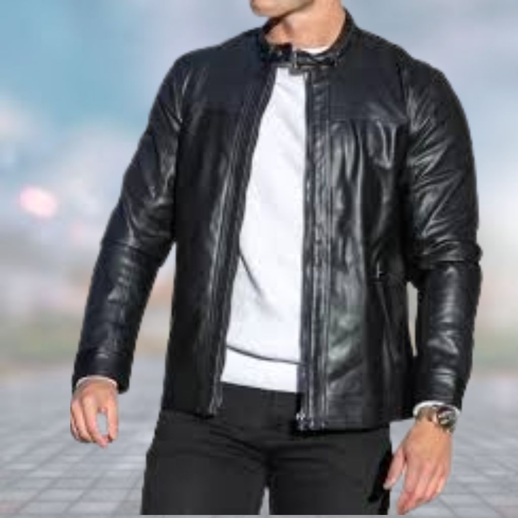 short, screen-reader friendly Smart Leather Jacket