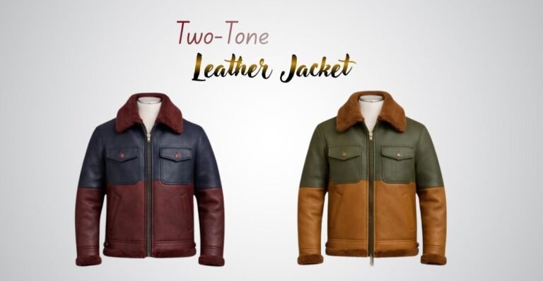 Two-Tone Leather Jacket for Bold Modern Everyday Street Style