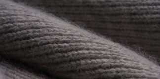 Woven Grade B Cashmere: Soft, Warm, Long-Lasting Close-up of gray knitted fabric showing textured ridges and soft fibers.