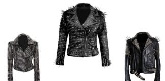 Heavy Metal Jacket: Bold Street Style with Powerful Attitude Three black leather jackets displayed against a white background; the center jacket is larger with a textured surface and prominent zipper, flanked by two simpler, smaller jackets with similar punk/alternative styling.