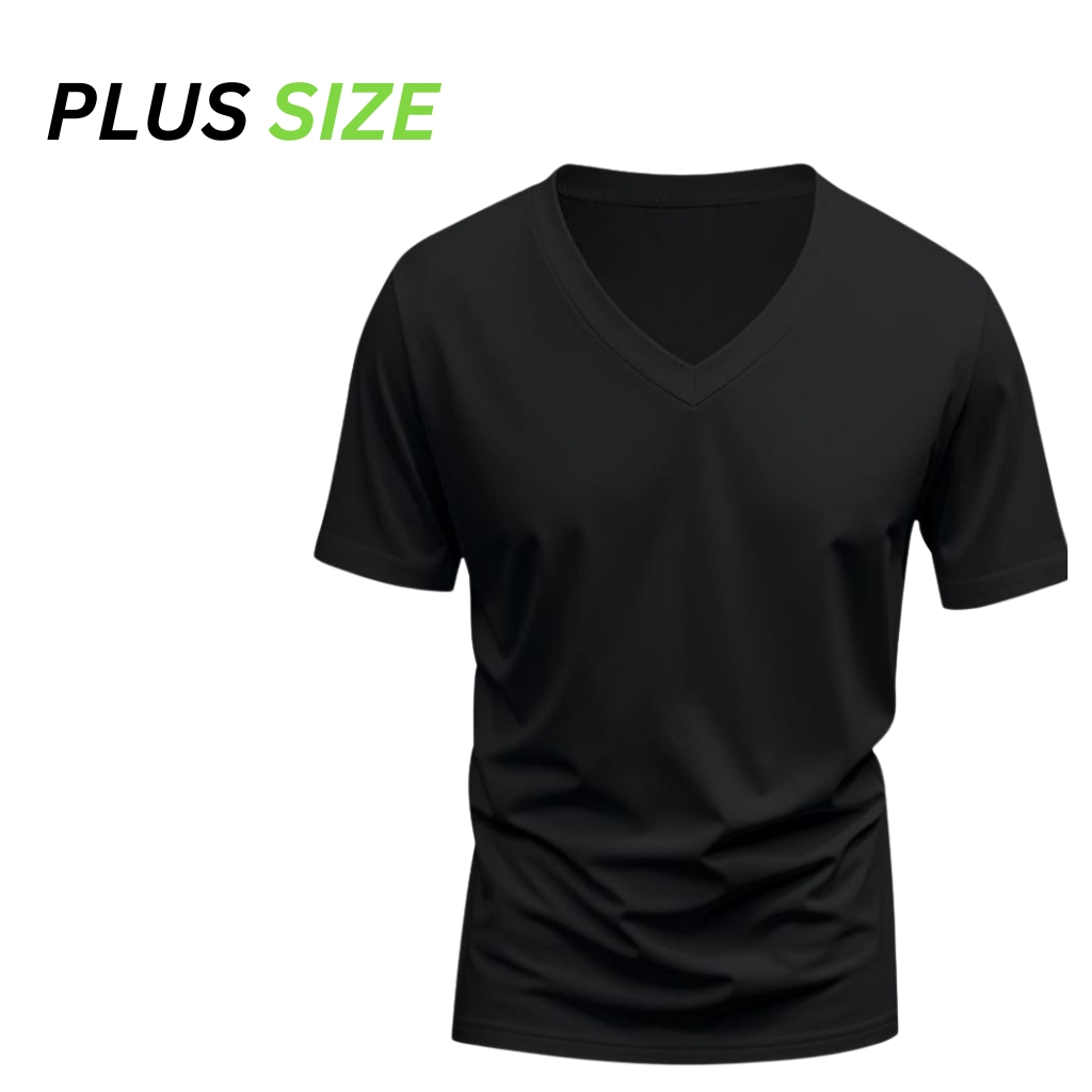 Black V-Neck athletic T-Shirts with a fitted, breathable look.
