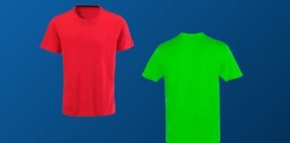 Velocity AirFlow Performance Knit: Breathable Sports Fabric Two plain T-shirts on a dark blue background: a red front-facing shirt on the left and a neon green back-facing shirt on the right.Velocity AirFlow Performance Knit: