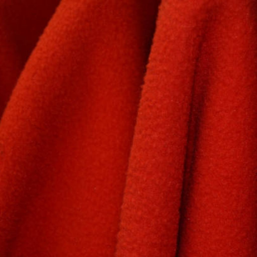 Arctic Pulse Activewear Fabric: Beat Heat, Boost Performance 4 Vibrant red military-inspired fleece fabric with soft, fuzzy texture and deep, natural folds — close-up detail
Arctic Pulse Activewear Fabric: