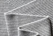Ribbed Pure Cashmere Fabric: Luxury, Softness, and Warmth Ribbed Pure Cashmere Fabric Close-up of a folded gray ribbed cashmere fabric with thick yarn and visible knit texture.