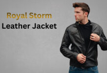 Royal Storm Leather Jacket for Modern Rebel Fashion Royal Storm Leather Jacket, black leather with a sleek silhouette and storm-style detailing.
