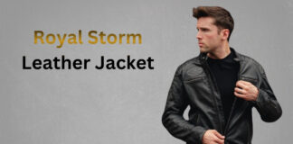 Royal Storm Leather Jacket for Modern Rebel Fashion Royal Storm Leather Jacket, black leather with a sleek silhouette and storm-style detailing.
