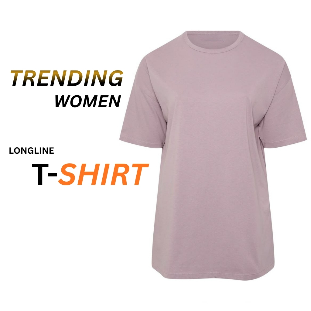 Longline T-Shirts for Girls: Effortless Style Meets Modern Comfort 5 Trending longline T-shirt for women in a soft mauve/pink tone with a relaxed fit and short sleeves.