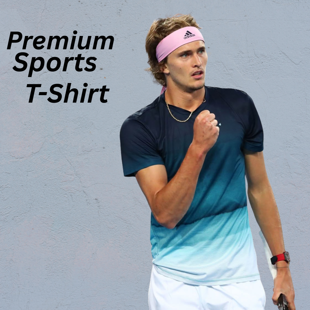 Men’s premium sports t-shirt in breathable, moisture-wicking activewear fabric with a modern gradient performance design.