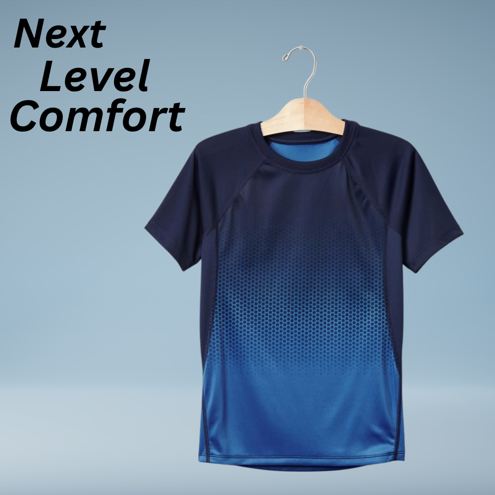 Men’s breathable, moisture-wicking sports t-shirt activewear with a modern gradient performance design for peak training comfort.