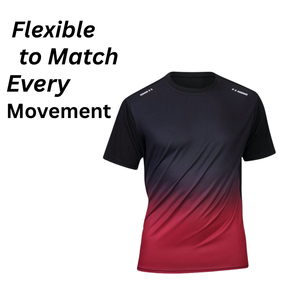 Men’s breathable, moisture-wicking sports t-shirt activewear with a flexible, easy-movement gradient training design for peak performance.