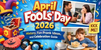 April Fools’ Day 2026: Fun Prank Ideas, & Celebration Guide April Fools’ Day 2026 banner with playful pranks, party props, and a “Kick Me!” sign. April Fools' Day