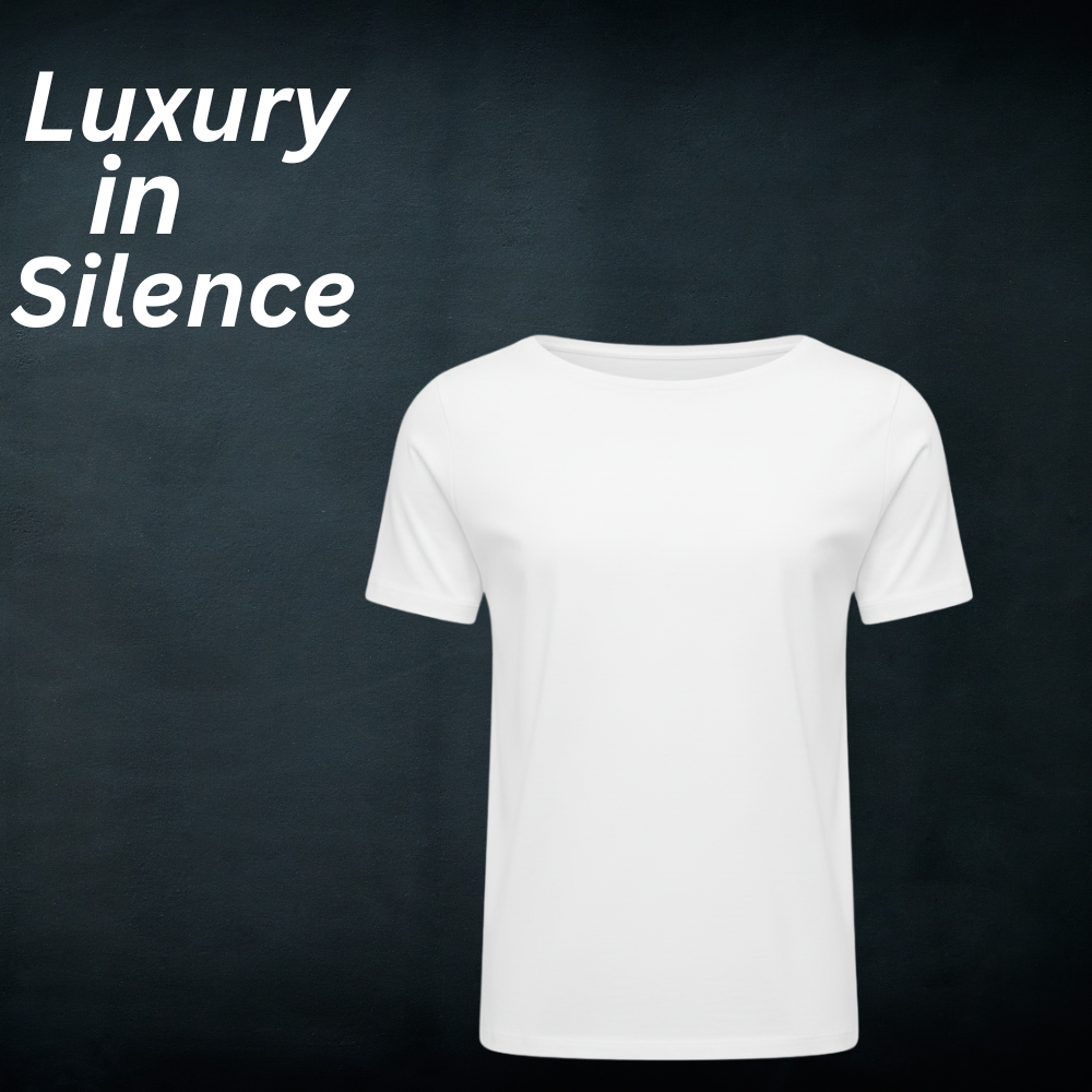 Boat Neck T-Shirts – Stylish Wide Neck Tees for Modern Casual Wear 12 Model wearing a white boat neck t-shirt with a wide neckline, featuring a clean modern casual everyday style.