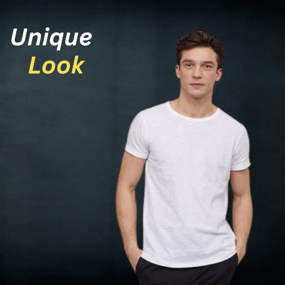 Boat Neck T-Shirts – Stylish Wide Neck Tees for Modern Casual Wear 10 Model wearing a white boat neck t-shirt with a wide neckline, styled in modern casual everyday look.