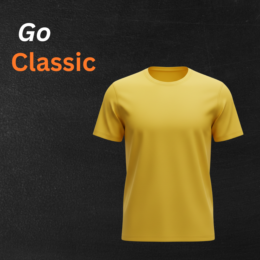 Boat Neck T-Shirts – Stylish Wide Neck Tees for Modern Casual Wear 13 Mustard yellow boat neck t-shirt with a wide neckline in a clean modern casual style on a dark background.