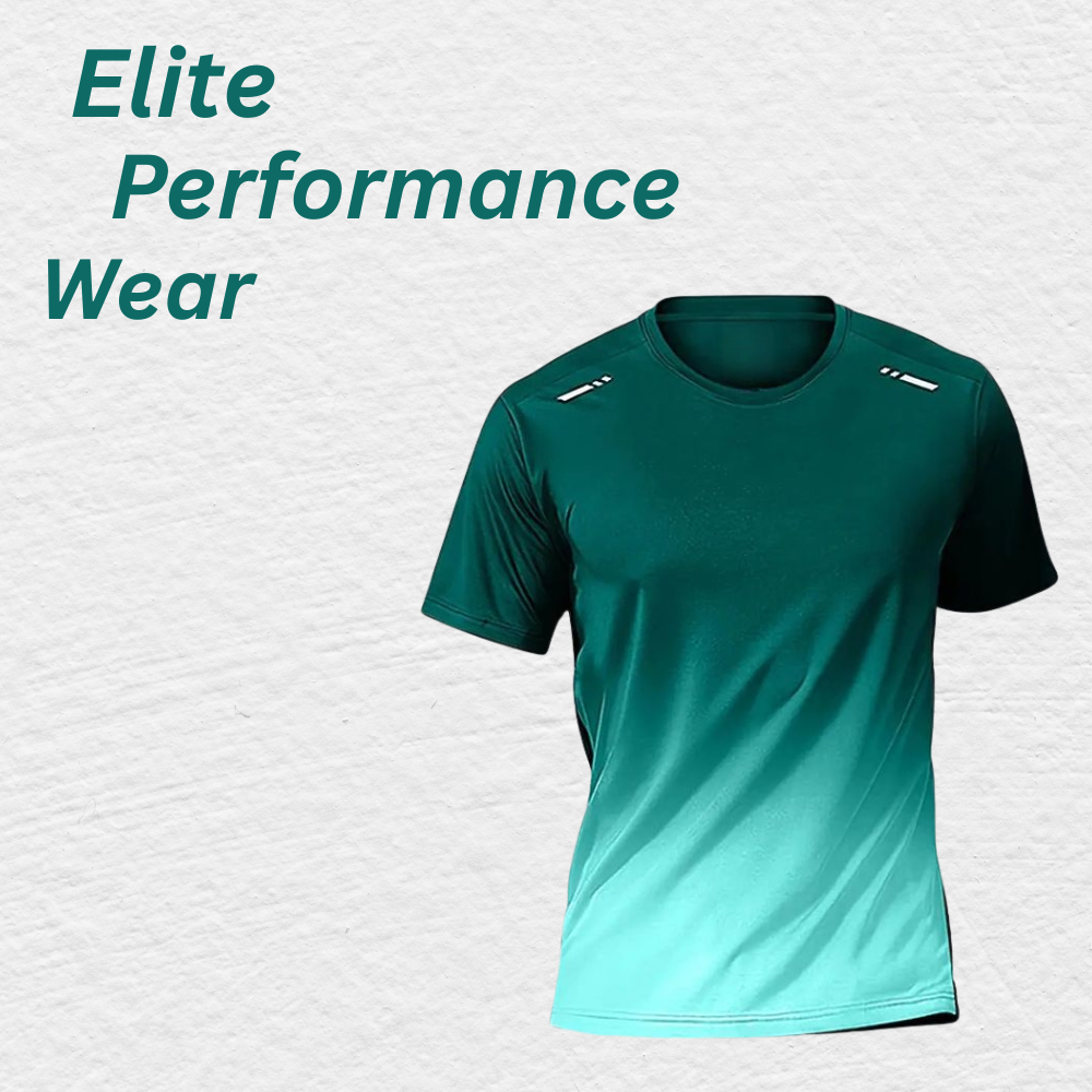 Men’s Elite sports t-shirt breathable, moisture-wicking activewear with a modern gradient training look for peak performance.
