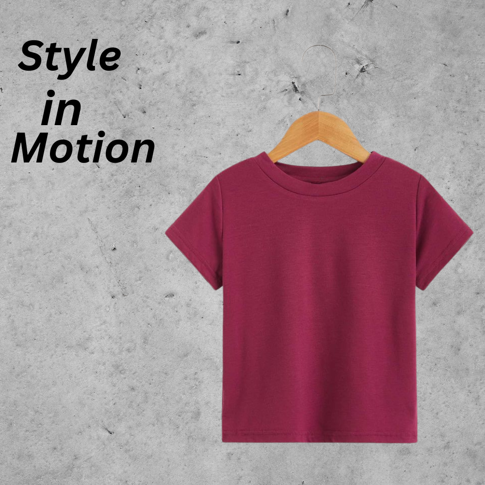 Kids T-Shirts – Comfortable, Stylish & Durable Tees for Everyday Wear 15 Kids’ maroon T-shirt with a comfortable, stylish, durable everyday fit—classic crew neckline for easy daily wear.