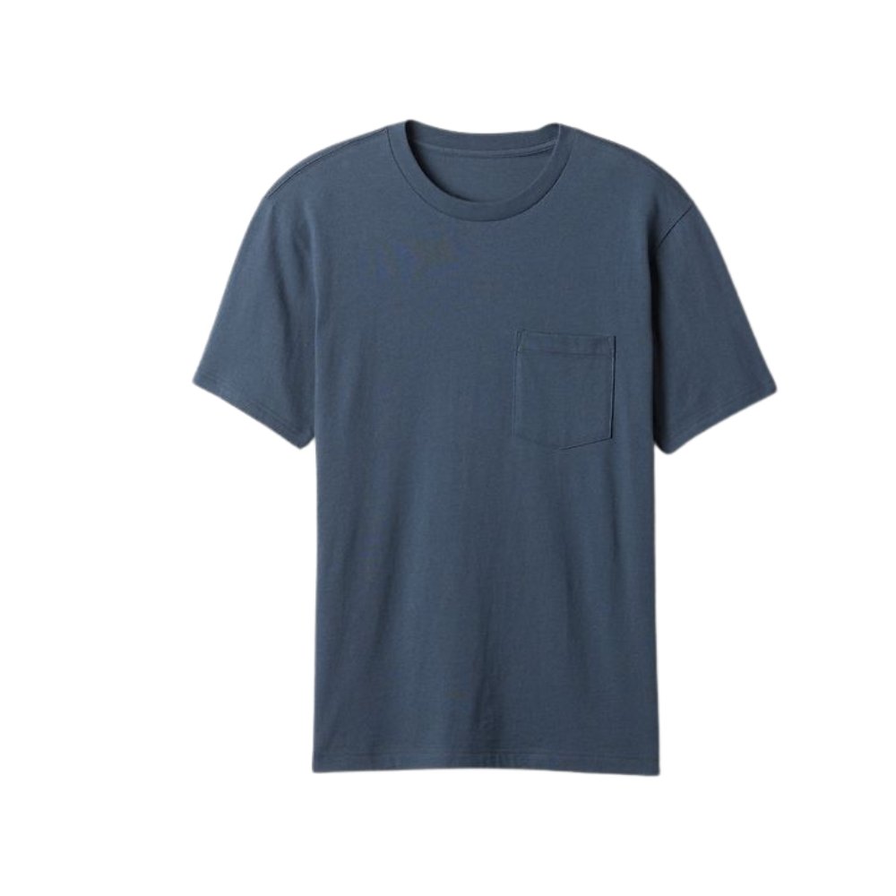 Navy blue pocket T-shirt with a crew neck and short sleeves, featuring a small chest pocket on the left, photographed against a plain white background.