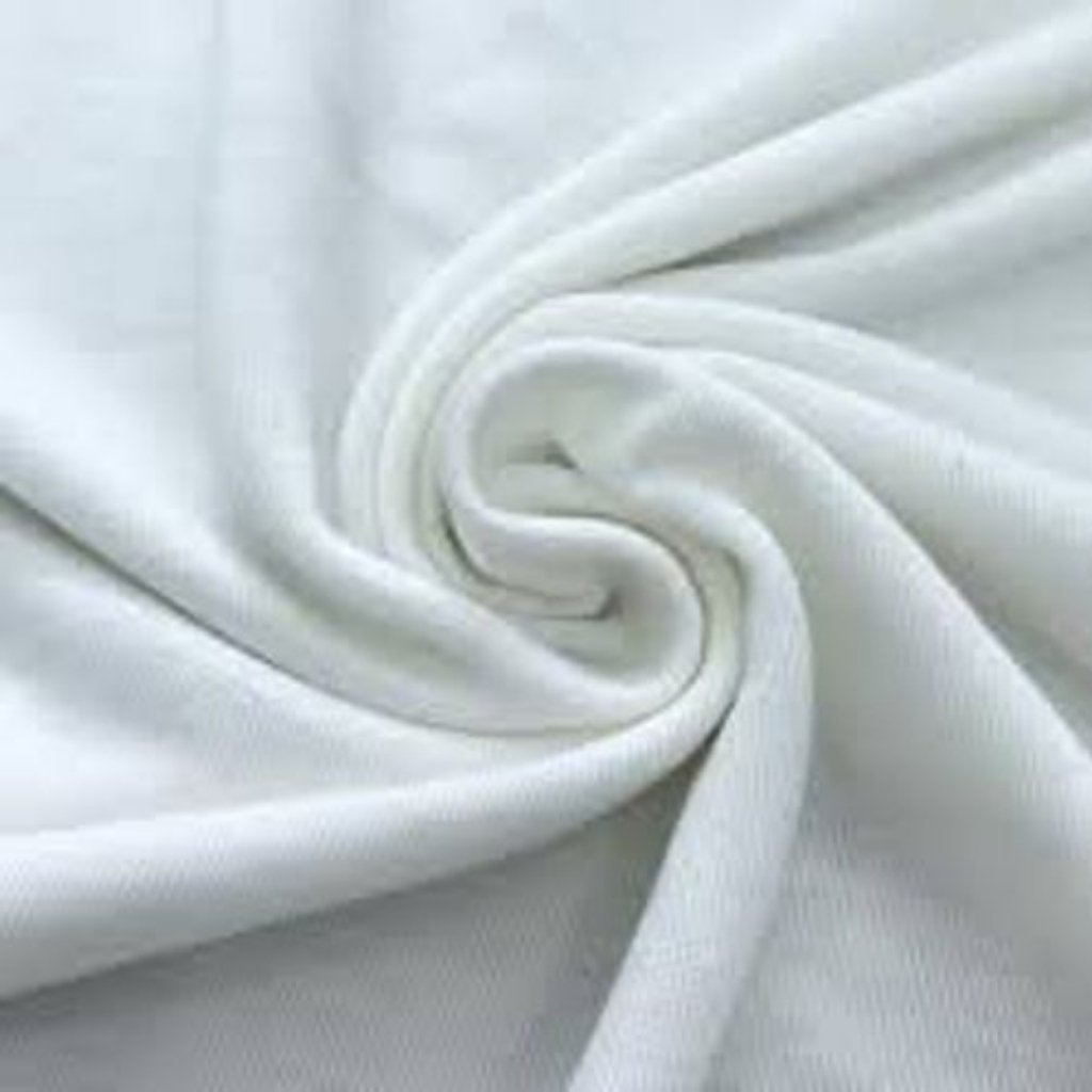 White fabric with a smooth, tightly woven texture and a soft, breathable feel.

