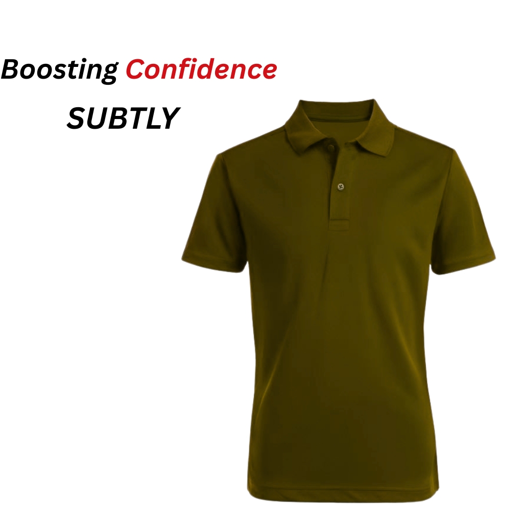 Classic Fit Polo T-Shirt – Relaxed Comfort with Timeless Style 18 Olivine green polo T-shirt featuring a buttoned collar and short sleeves, front view.