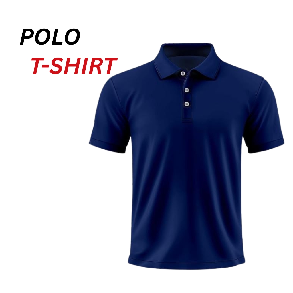 Classic Fit Polo T-Shirt – Relaxed Comfort with Timeless Style 10 Navy polo T-shirt with buttoned collar and short sleeves.