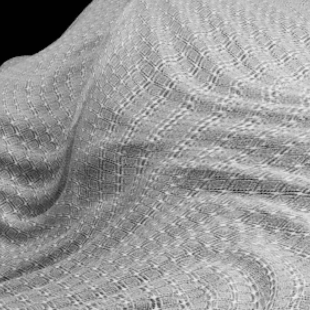 Gray-and-white diamond-weave fabric in soft folds against a dark background.

Infinity Cool Tech Knit: