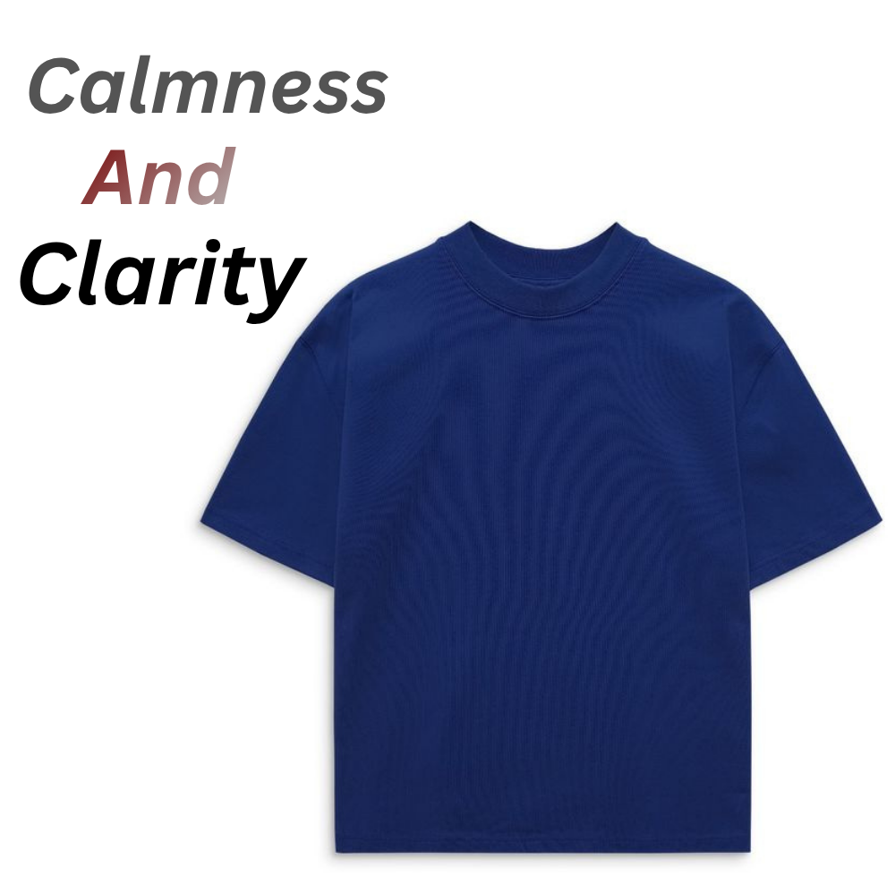 Modern Drop Shoulder Tee – Minimal Streetwear Look 14 Minimal streetwear drop-shoulder t-shirt in a deep blue color, shown flat on a clean white background.