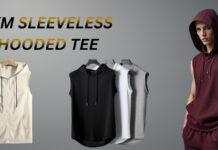 Gym & Street Hooded Sleeveless Tee: The Perfect Blend of Performance and Urban Style Gym sleeveless hooded tee in cream, black, white, and gray color options, worn by a model.