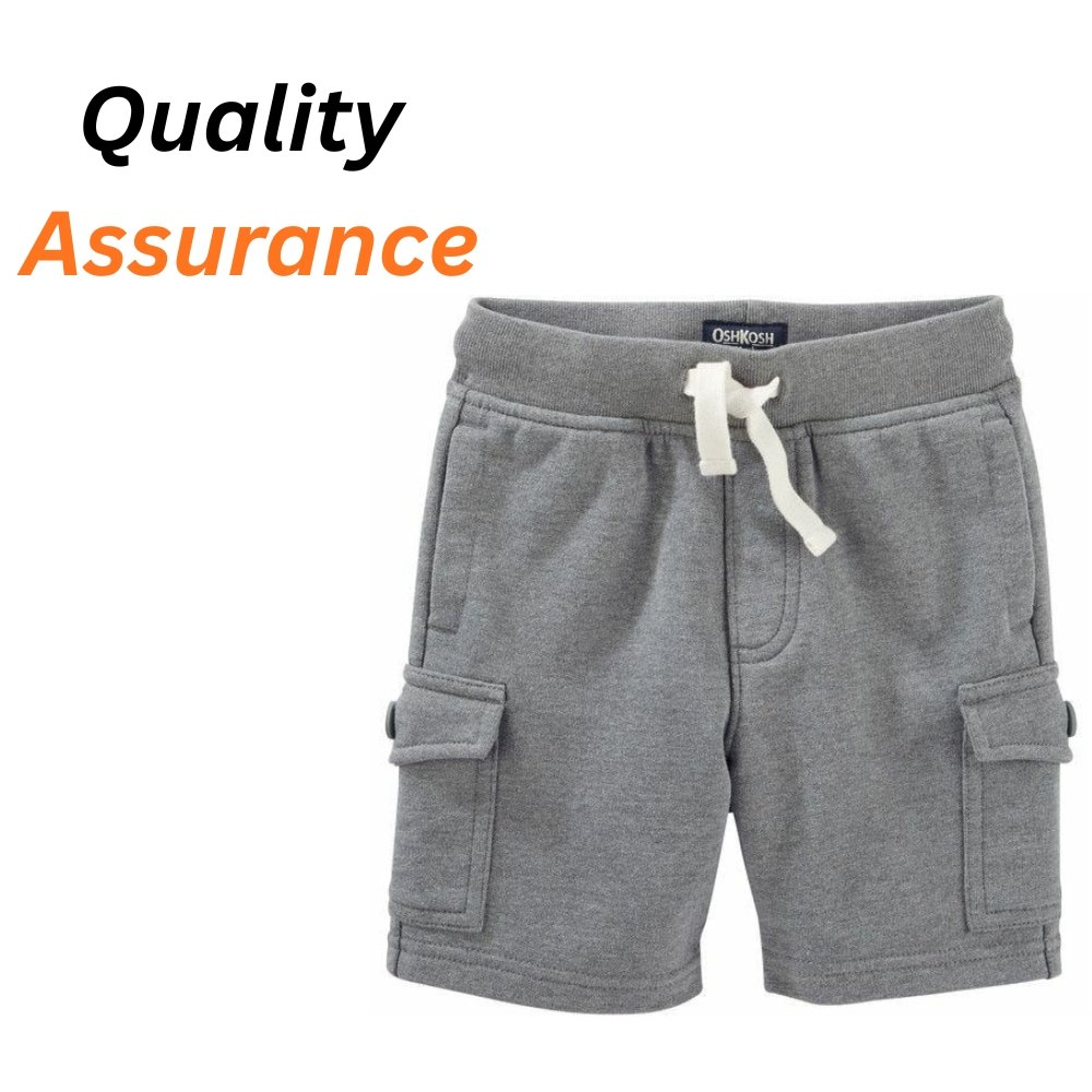 Casual Beachwear Essentials: Stylish Swim Shorts 16 Gray OshKosh toddler swimwear shorts with cargo-style side pockets and an adjustable white drawstring waistband.
