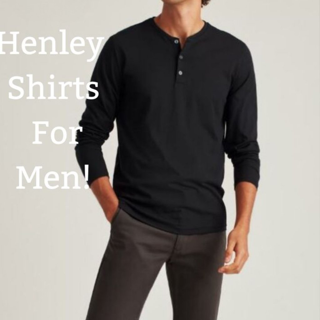 Henley T-Shirts for Men Stylish Button Neck Casual Wear 5 Evolution of Henley T-shirts featuring a model wearing a classic black Henley shirt with a four-button placket, showcasing the style’s timeless, everyday appeal.