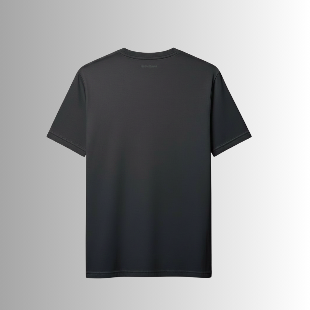 Dark charcoal Plain  T-shirts back mockup on a light gray background.