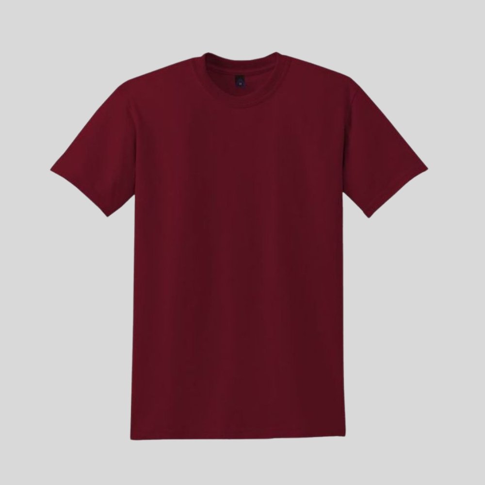 Trendy Men’s Longline T-Shirts – Effortless Style and Everyday Comfort 8 Maroon longline crew-neck t-shirt with short sleeves on a light gray background