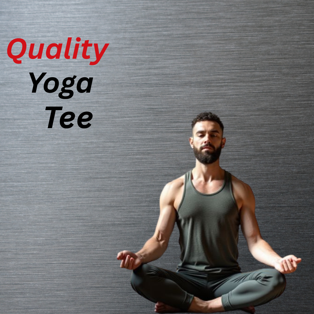 Men’s moisture-wicking yoga and workout T-shirt with a flexible athletic fit for comfortable movement during training and daily wear.