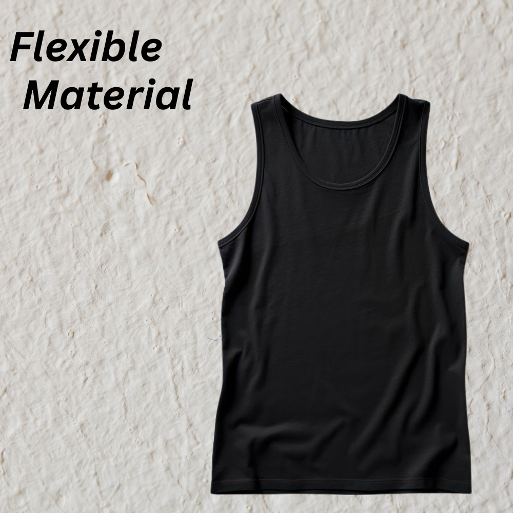 Men’s black moisture-wicking yoga/workout T-shirt with a crew neck, featuring a flexible material for comfortable movement.