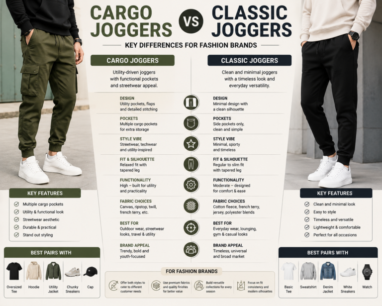 Cargo Joggers vs Classic Joggers: Key Differences for Fashion Brands