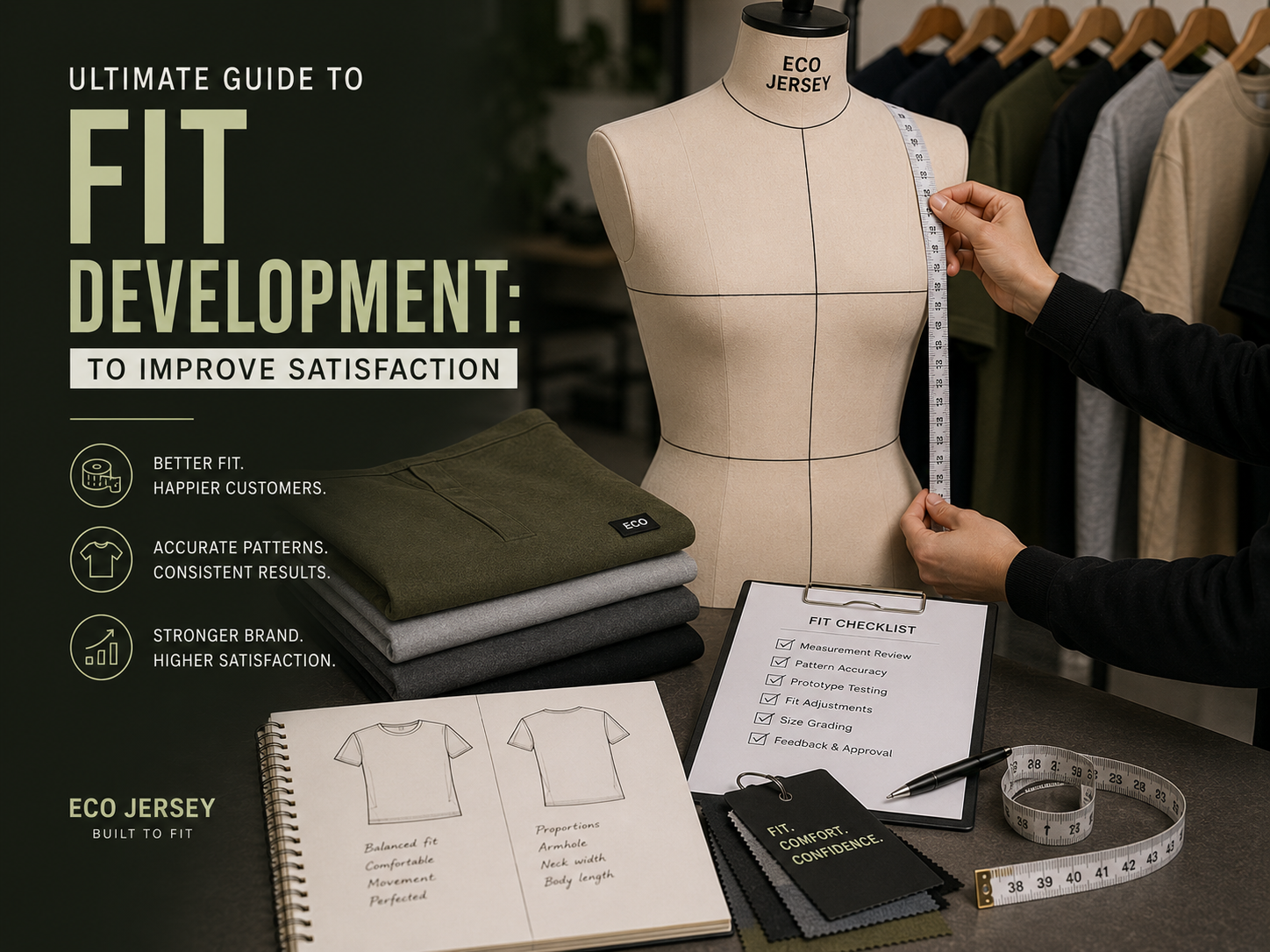Ultimate Guide to Fit Development: to Improve Satisfaction Garment fit development process with size measurement tools and apparel fitting workspace.