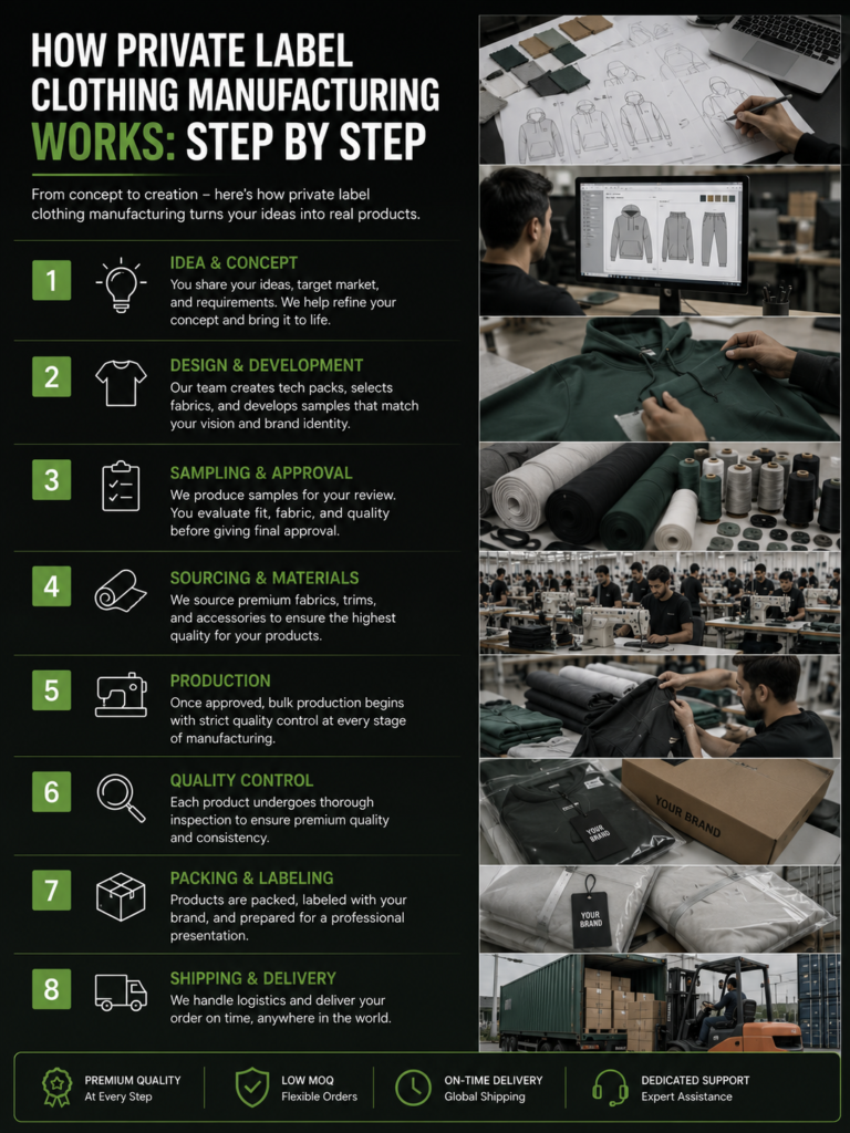 How private label clothing manufacturing works step by step full guide 