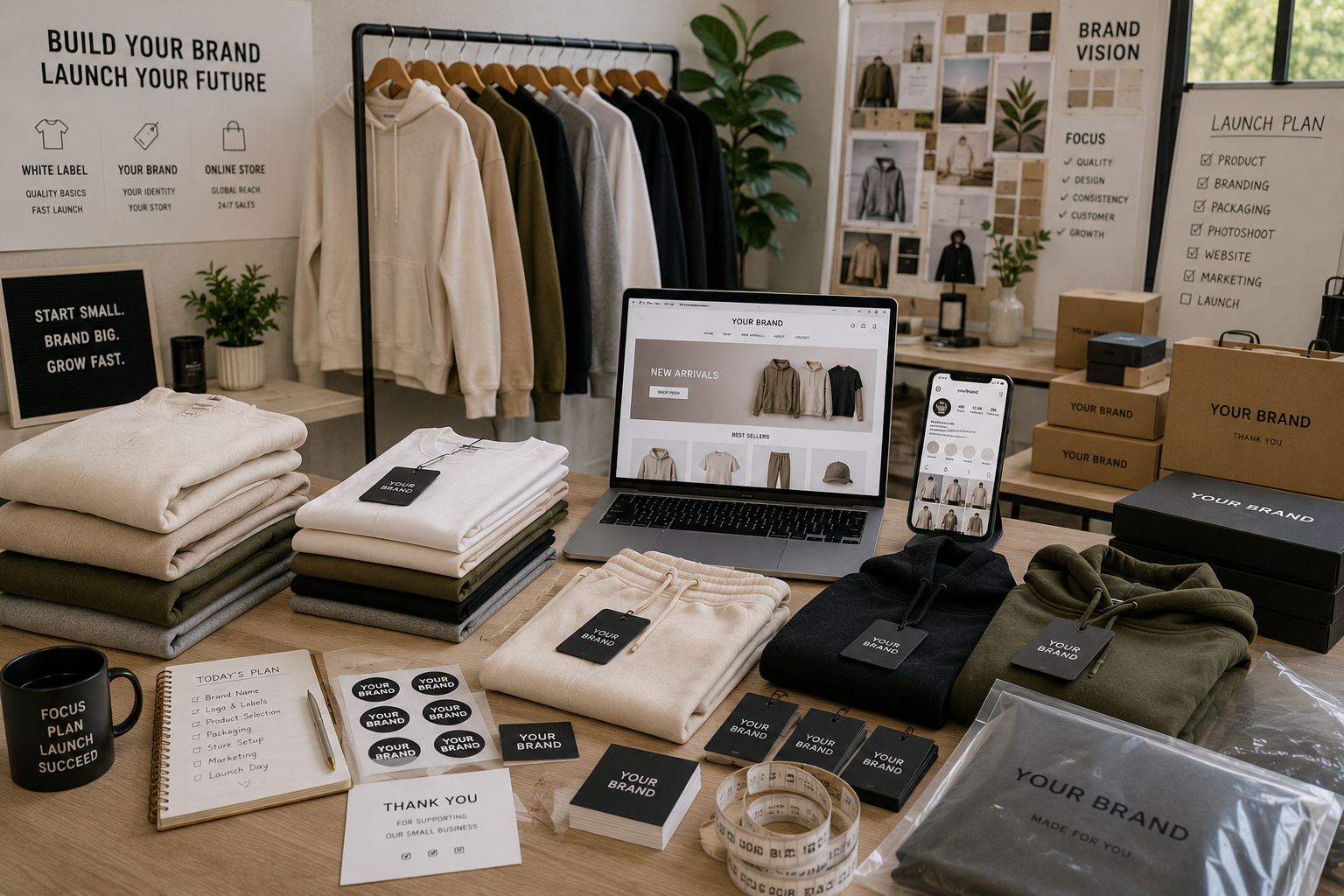 How to Launch a Fashion Brand Using White Label Apparel How to launch a clothing brand using white label clothing illustration.