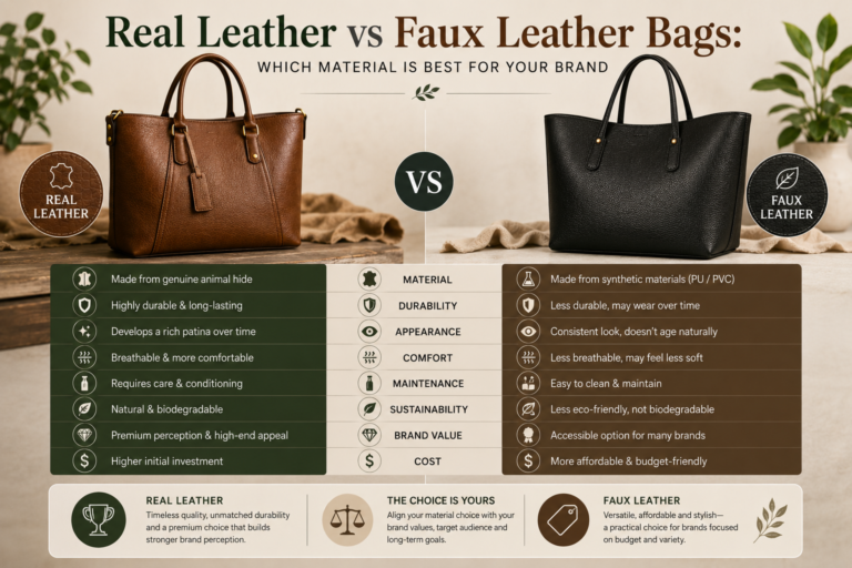 Real Leather vs Faux Leather Bags Which Material Is Best for Your Brand