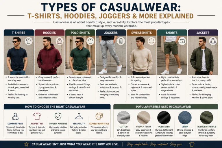 Types of Casualwear: T-Shirts, Hoodies, Joggers & More Explained