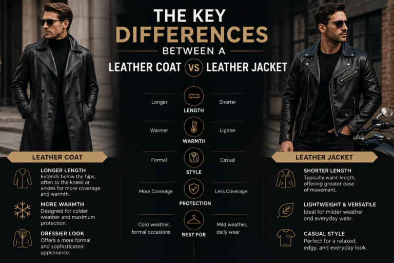 The Key Differences Between  Leather Coat and a Leather Jacket