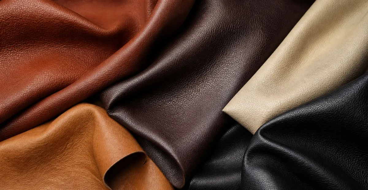 What Is Leather? Types, Tanning, Certifications & Quick Guide What is leather. Different types of leather textures in brown and black shades