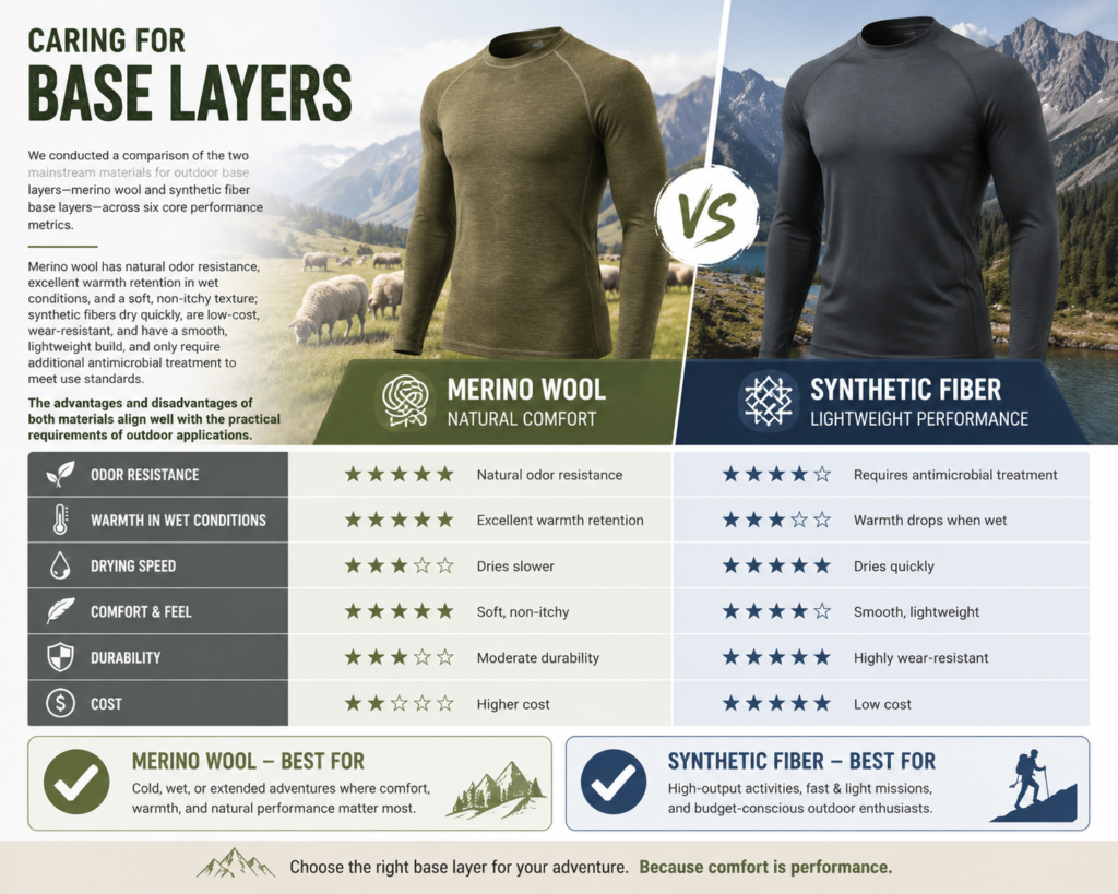 Base layer comparison for outdoor activities
