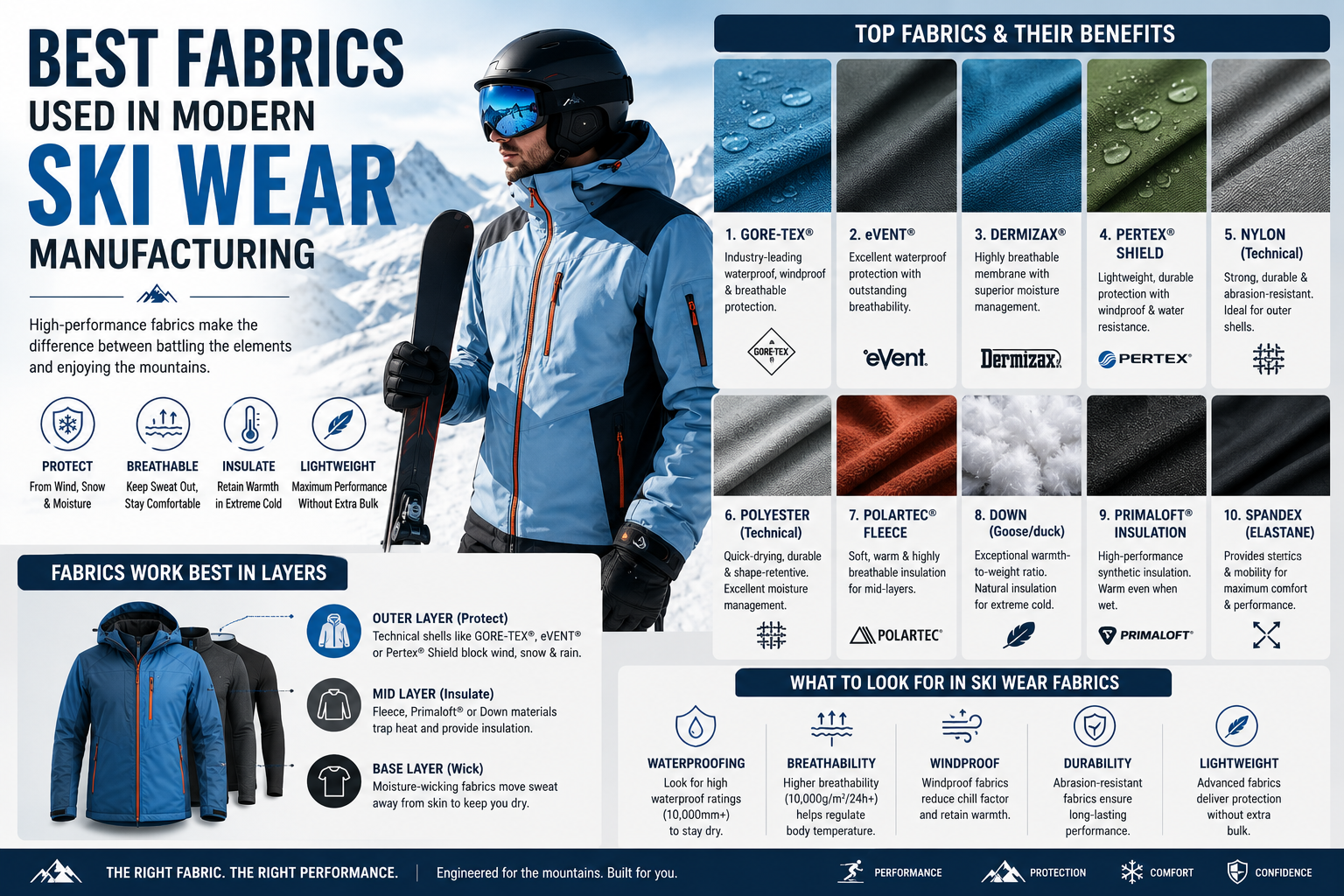 Best Fabrics Used in Modern Ski Wear Manufacturing