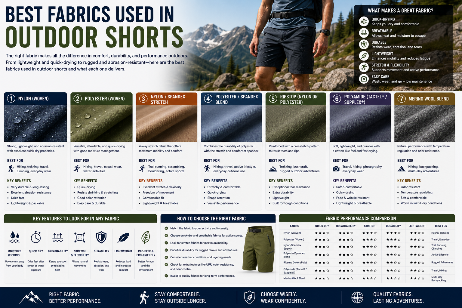 Best Fabrics Used in Outdoor Shorts