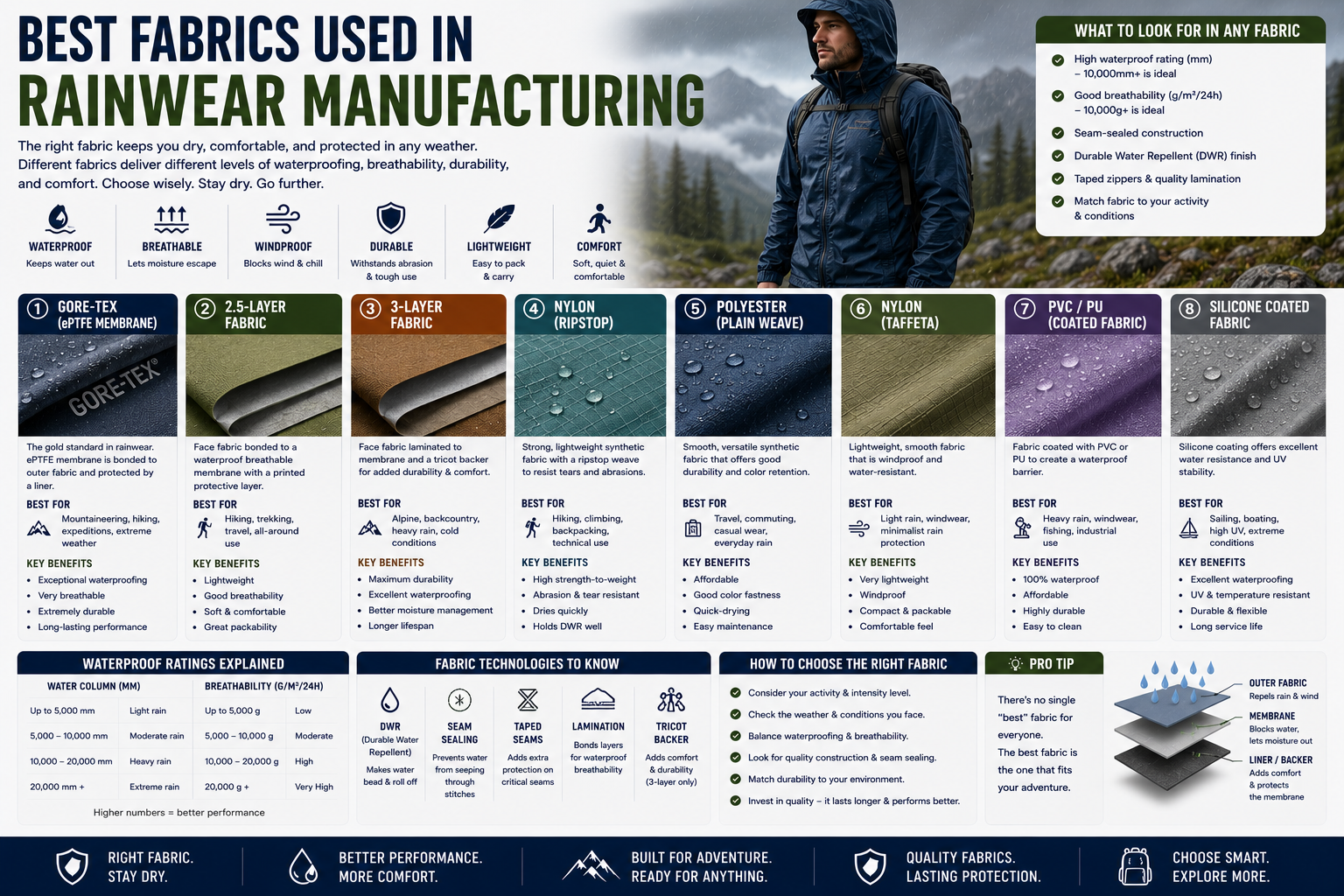 Best Fabrics Used in Rainwear Manufacturing