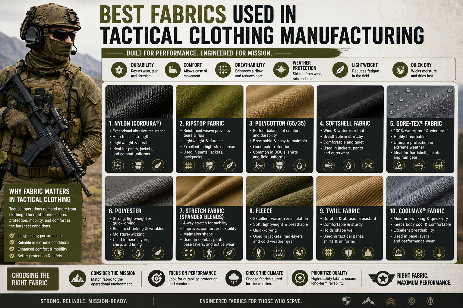 Best Fabrics Used in Tactical Clothing Manufacturing