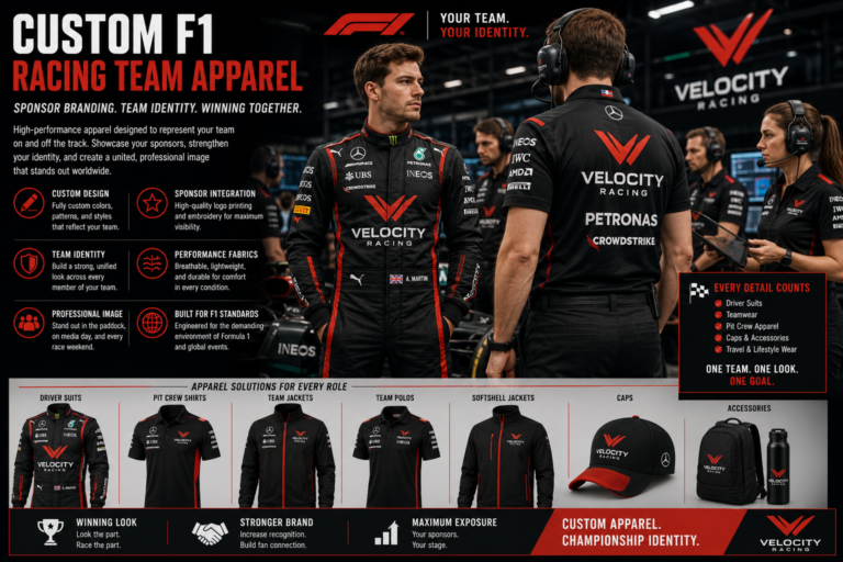 Custom F1 Racing Team Apparel: Sponsor Branding and Identity