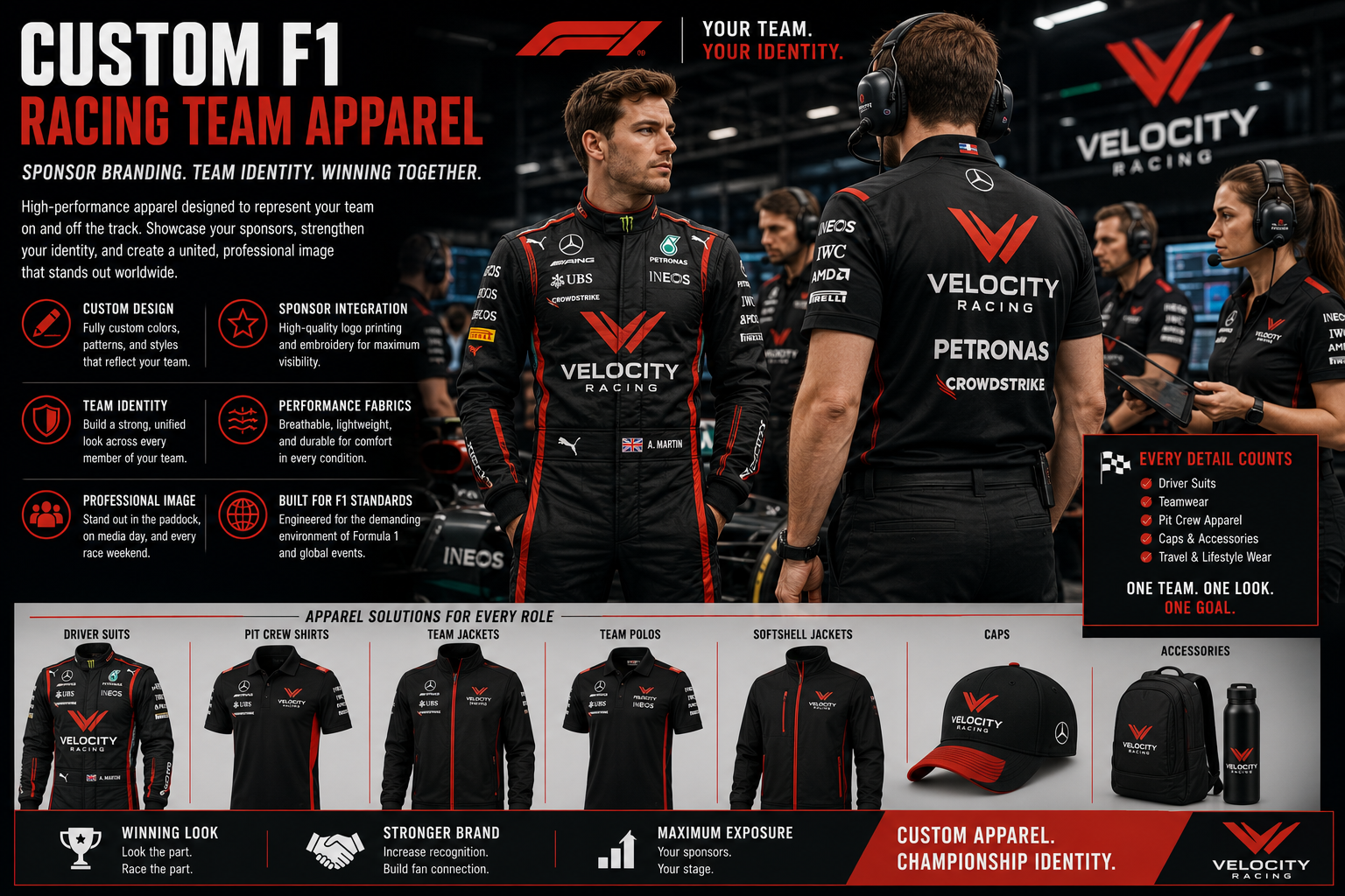 Custom F1 Racing Team Apparel: Sponsor Branding and Identity