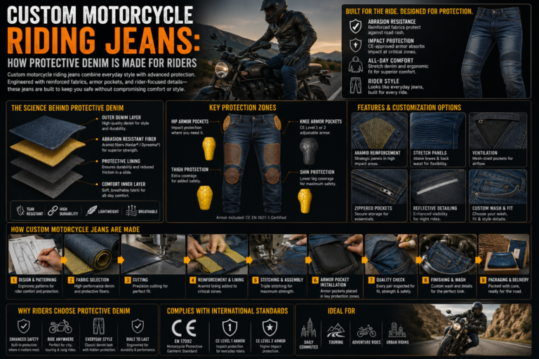 Custom Motorcycle Riding Jeans: How Protective Denim Is Made for Riders