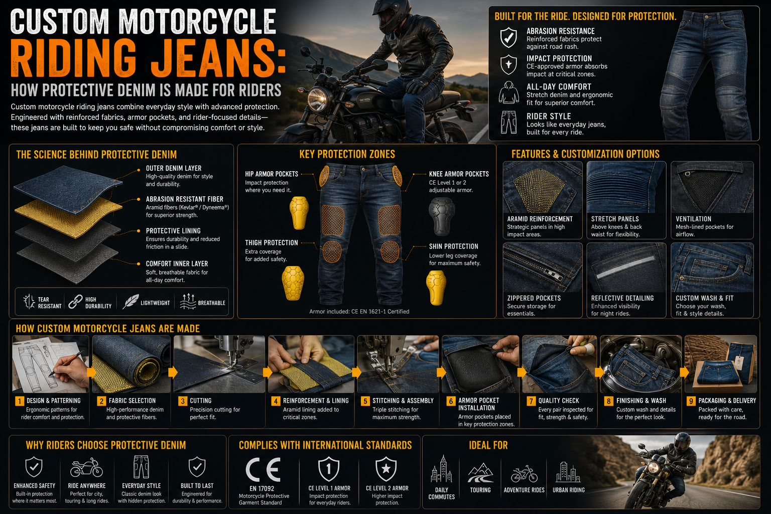 Custom Motorcycle Riding Jeans: How Protective Denim Is Made for Riders